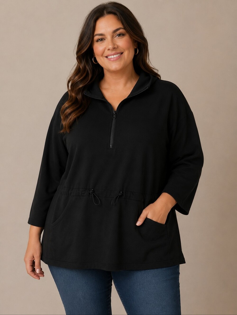 Talbots Women's Black Zip-Up Sweatshirt Size 2X